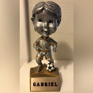 Silver Soccer Player Figurine